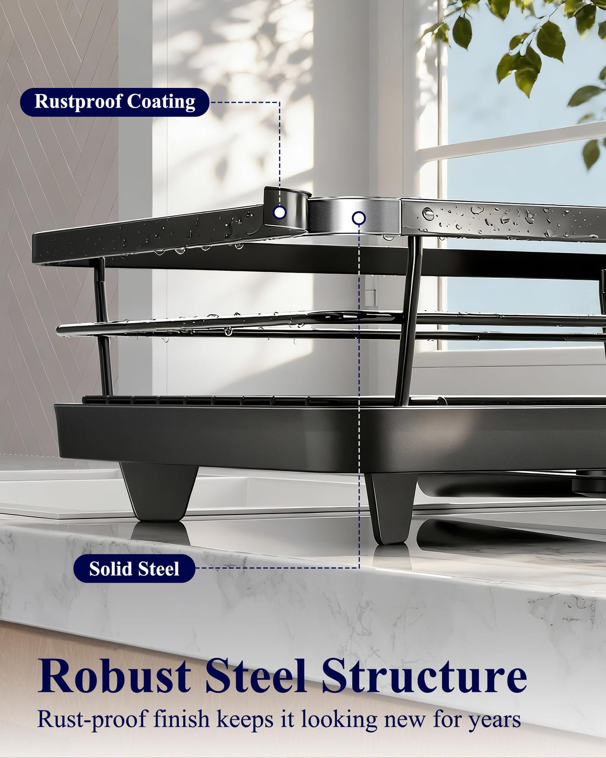 Kitsure dish drying rack, compact dimensions 12w-15.5l.