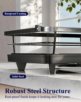 Kitsure dish drying rack, compact dimensions 12w-15.5l.