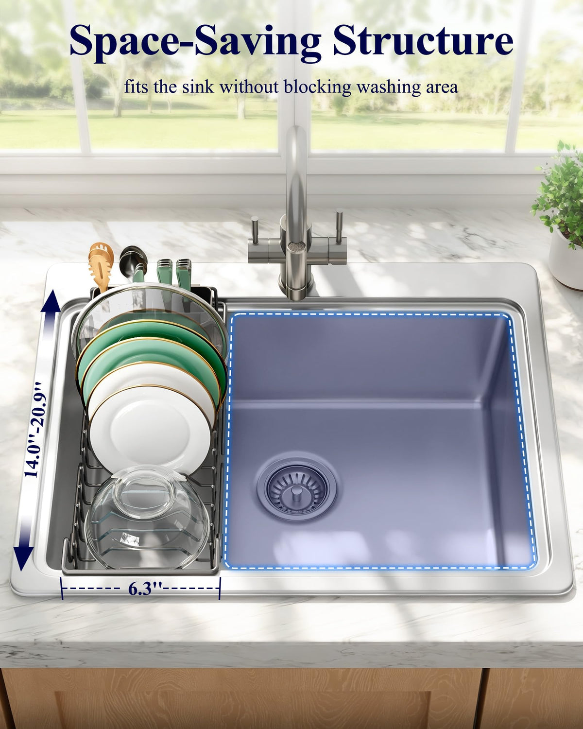 Kitsure countertop use with tray offers a versatile two-zone drying solution.