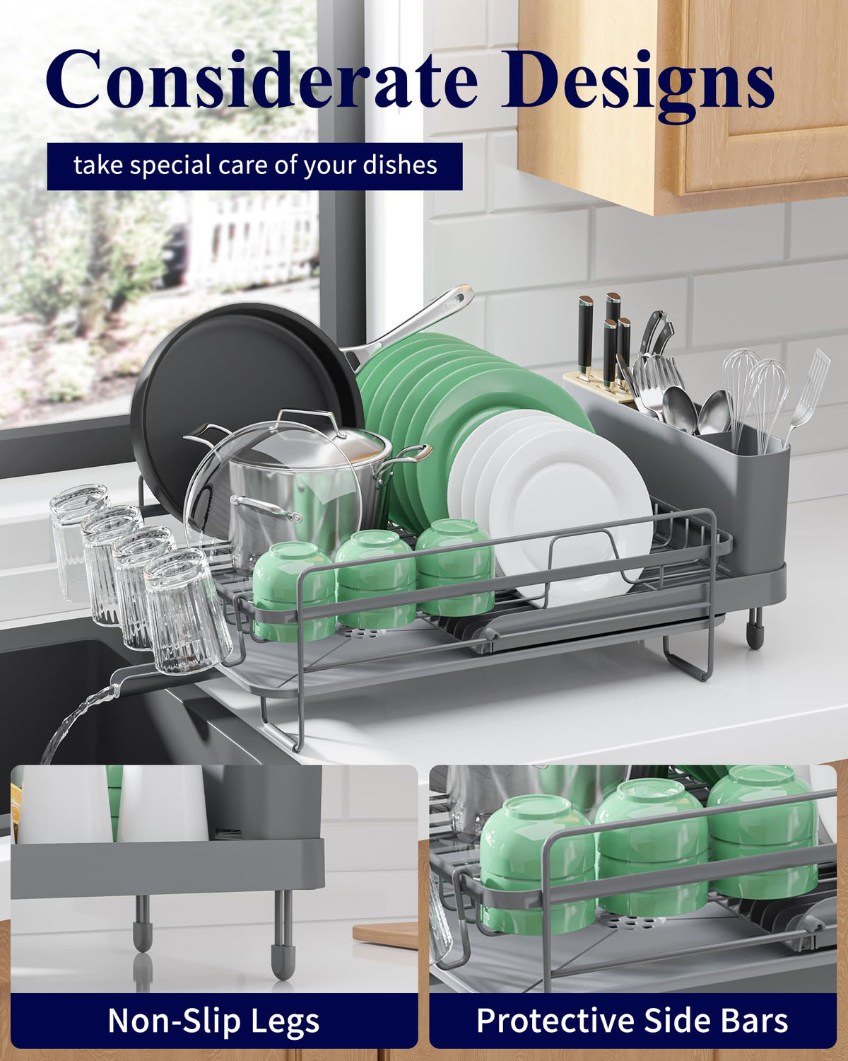 Kitsure cup holders keep cups secure and dry after washing.