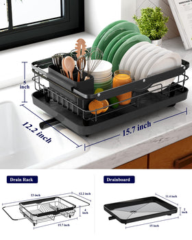 Kitsure dish drying rack detachable cutlery holder organizes utensils