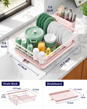 Kitsure dish rack with detachable cutlery holder for organized drying