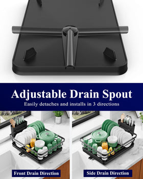 Kitsure dish drying rack, drainboard area, promotes tidy drainage.