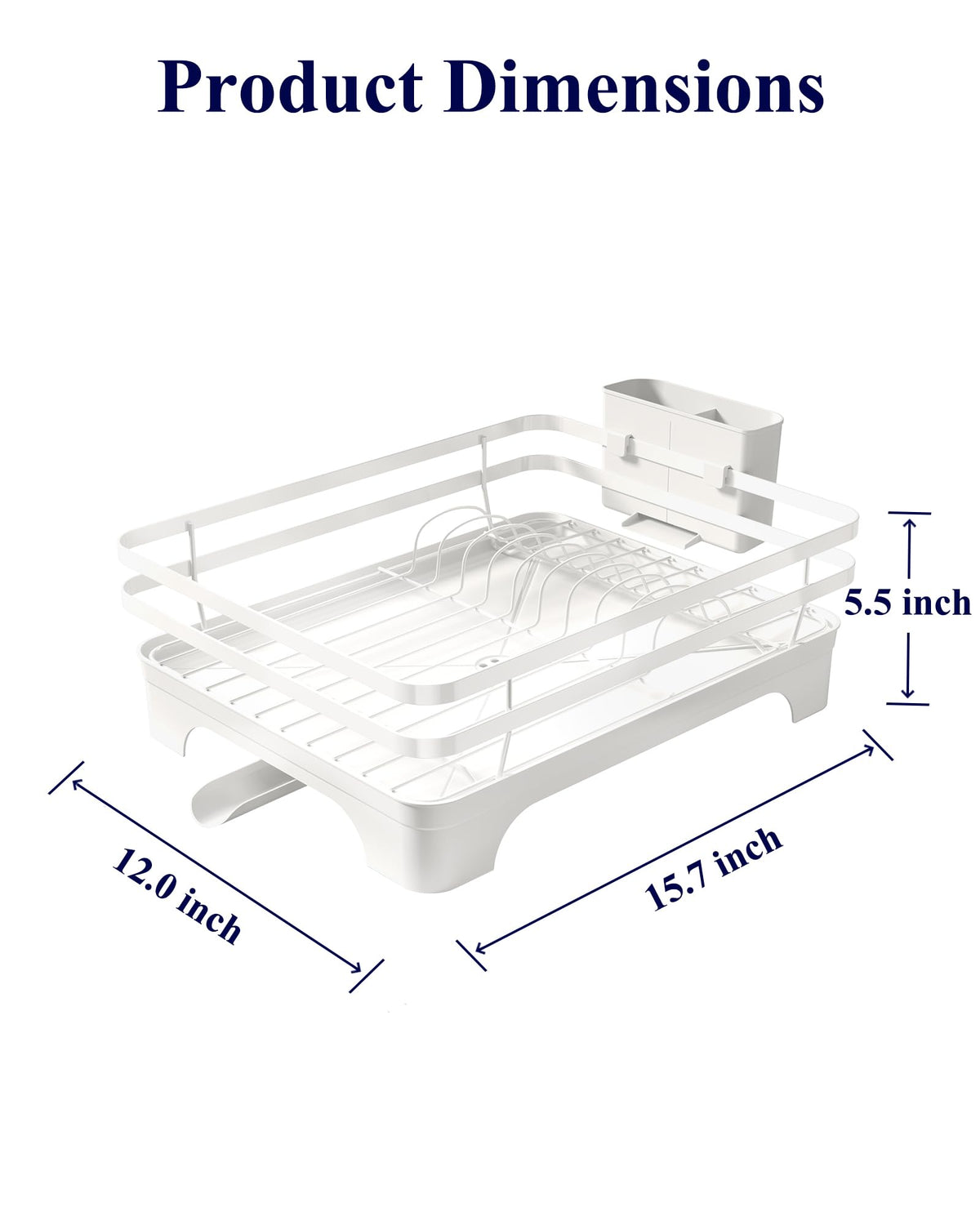 Kitsure dish drying rack with external cutlery holder keeps utensils organized