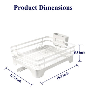 Kitsure dish drying rack with external cutlery holder keeps utensils organized