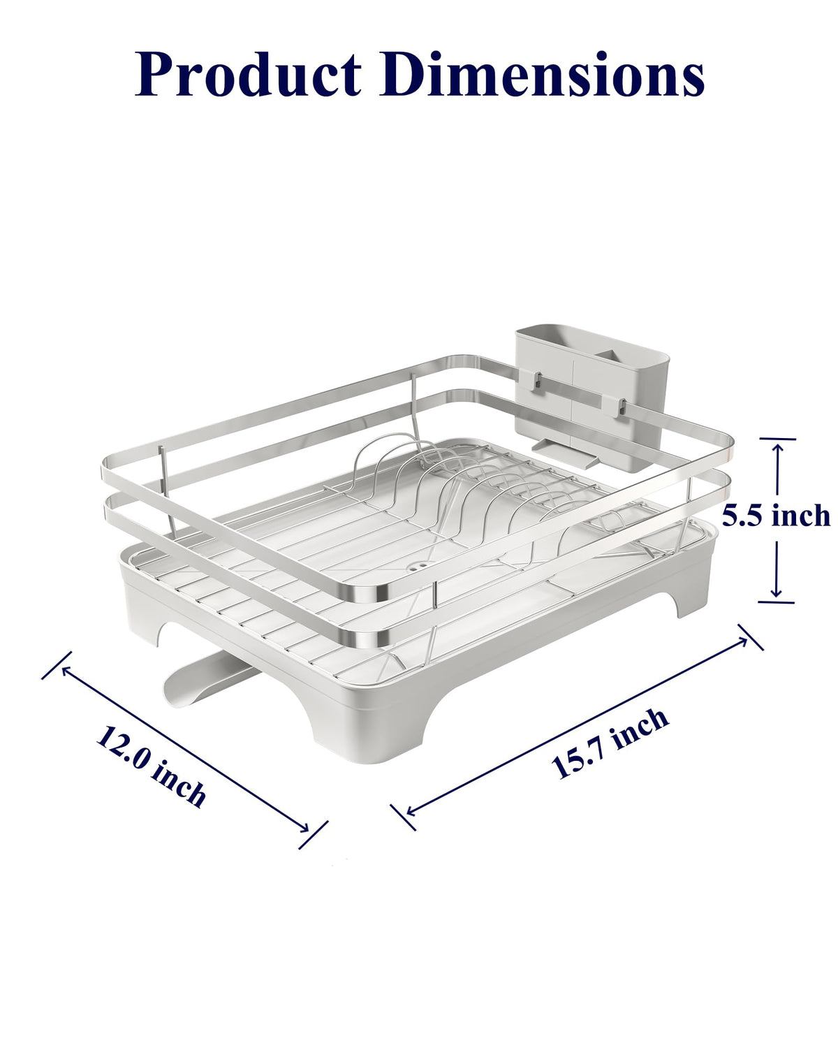 Kitsure dish drying rack featuring external dual-slot cutlery holder for organized utensils
