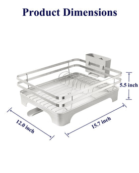 Kitsure dish drying rack featuring external dual-slot cutlery holder for organized utensils