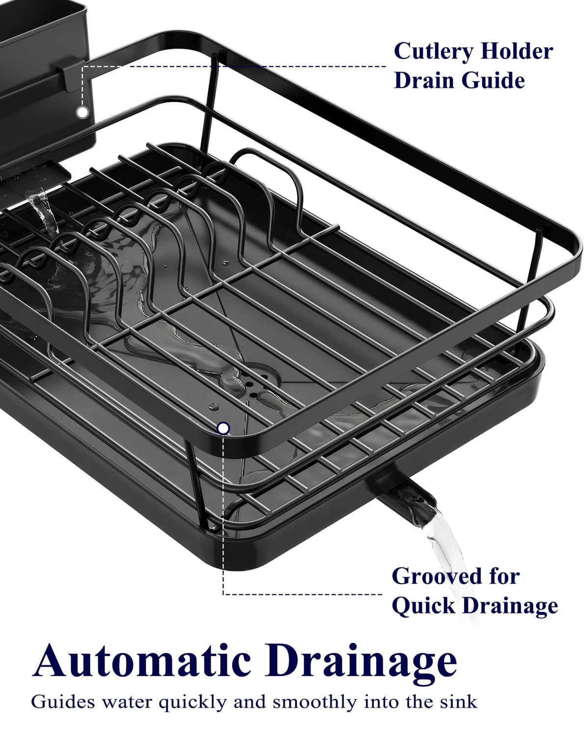 Kitsure dish drying rack with rust-proof metal, durable performance.