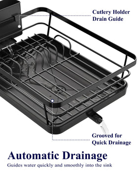 Kitsure dish drying rack with rust-proof metal, durable performance.