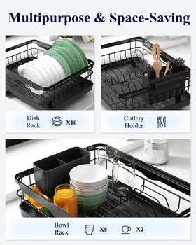 Kitsure dish drying rack close-up of rust-proof metal construction