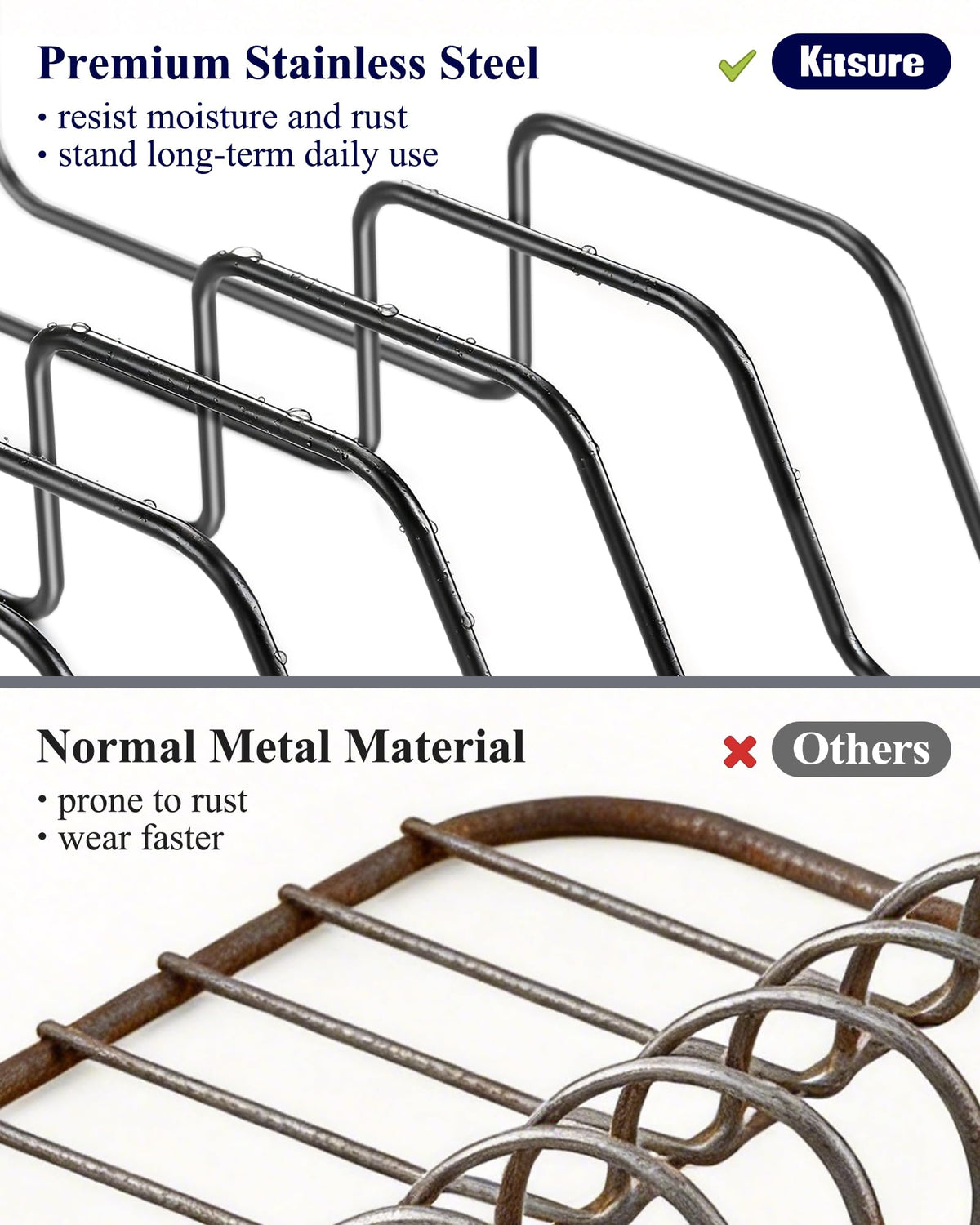 Kitsure rustless material resists corrosion for lasting kitchen use.