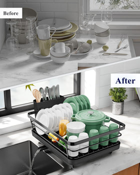 Kitsure dish drying rack, waterproof coating for easy cleaning.