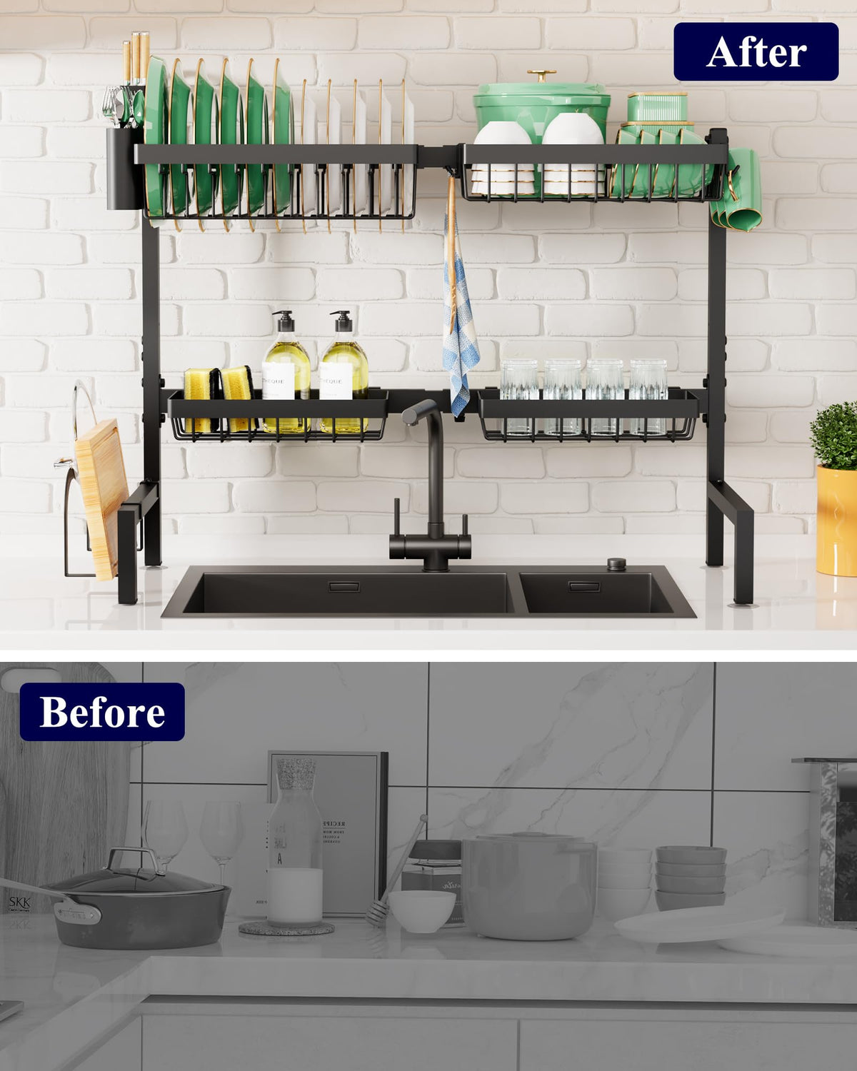 Kitsure cutting board holder keeps boards dry and accessible.