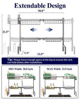 Kitsure adjustable over-the-sink rack fits most sinks for versatile dish drying.