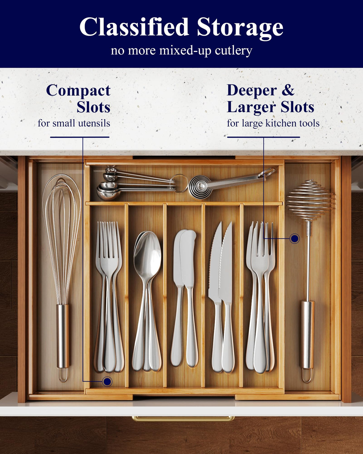 Side handles of Kitsure organizer for easy lifting and repositioning