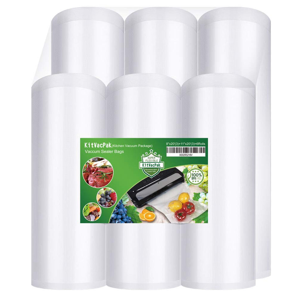 KitVacPak 8x20 bag roll set ideal for bulk meals and long-term storage.