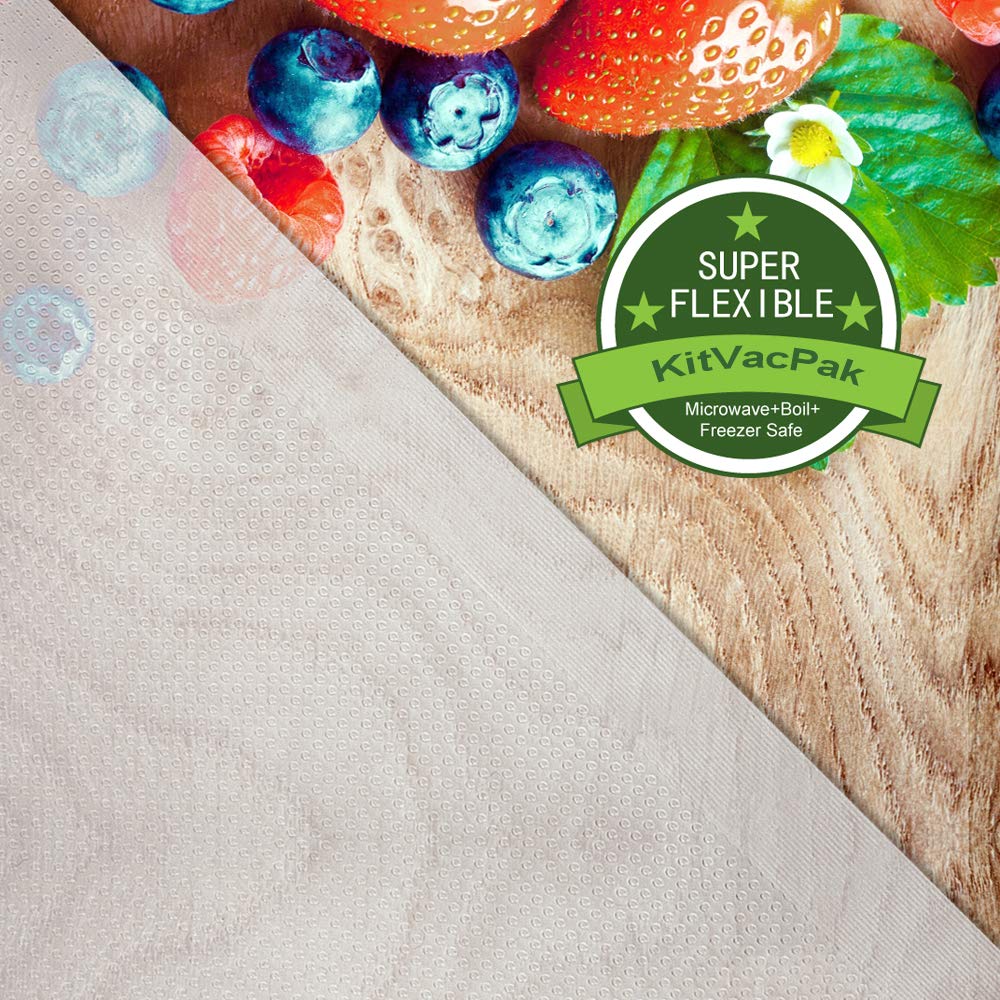KitVacPak food-safe PA+PE material safe for raw and cooked foods.