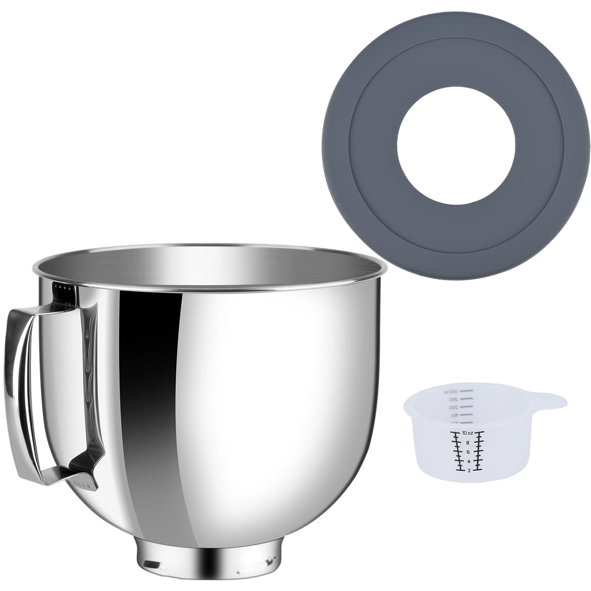 Kitwanda stainless steel bowl with grey lid, sturdy and dishwasher-safe for KitchenAid mixing