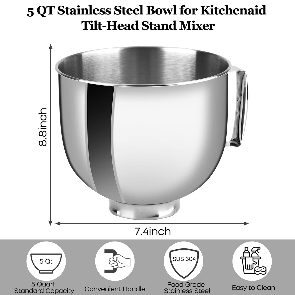 Kitwanda 5 quart bowl with grey lid ready for precise mixing and storage
