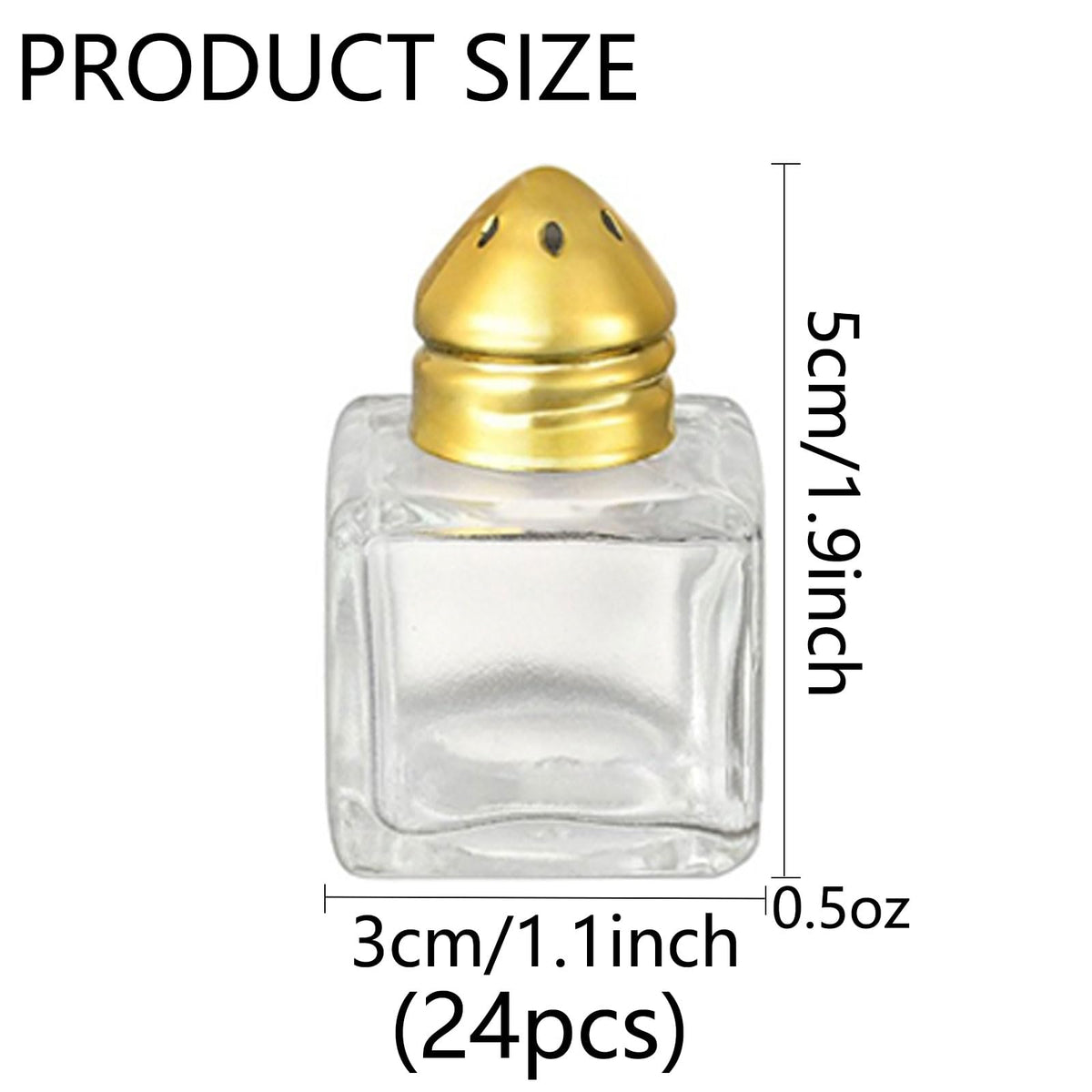 KIUSOWAYD glass cube salt and pepper shakers 24-pack top view, easy access and filling