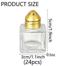 KIUSOWAYD glass cube salt and pepper shakers 24-pack top view, easy access and filling