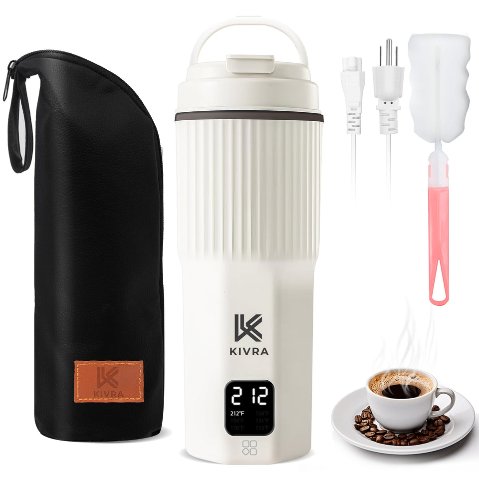 KIVRA Travel Kettle LCD display for precise heating on the go.