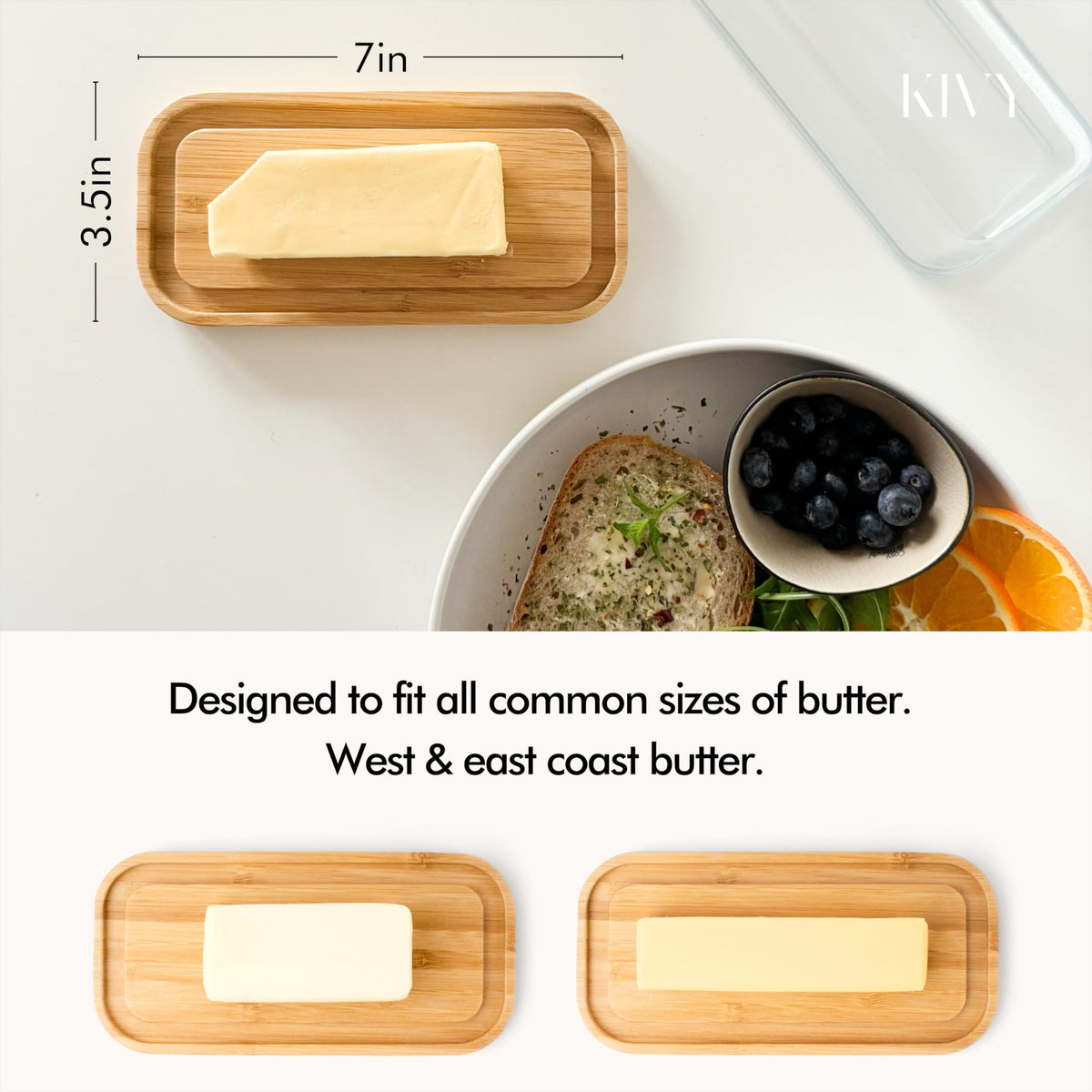 KIVY butter dish lid removed for easy serving access.