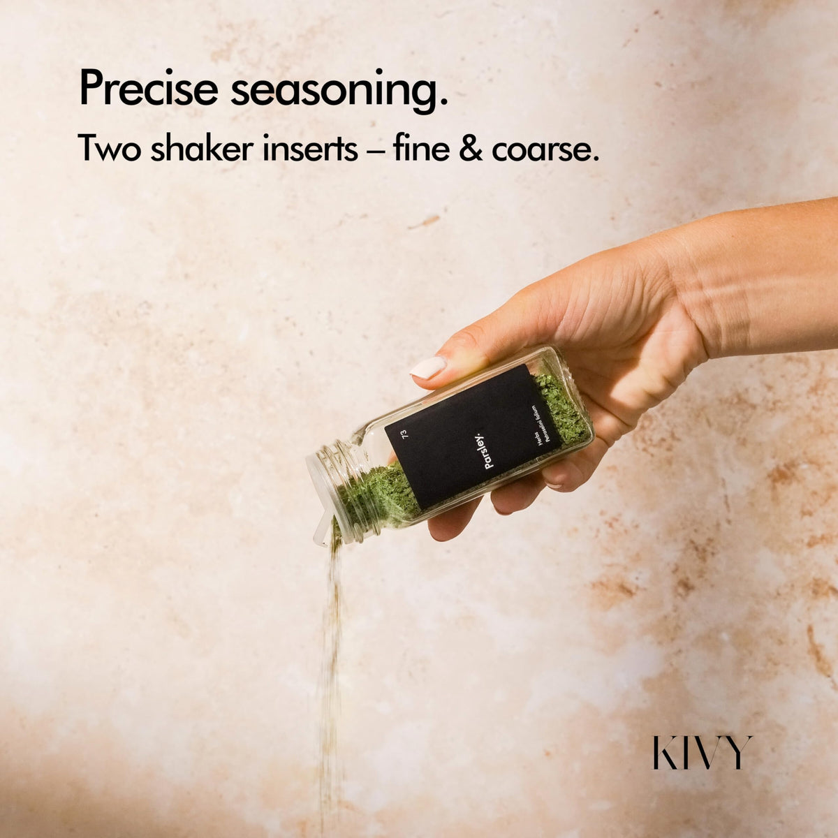 KIVY funnel accessory for neater spice refills.
