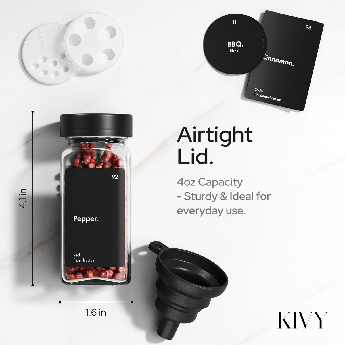 KIVY spice drawer organizer showing adjustable width for any drawer.