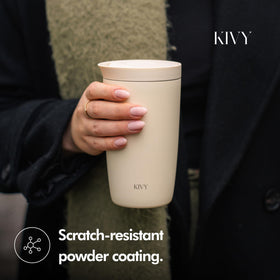 KIVY travel mug with double-wall insulation keeping beverages at temperature