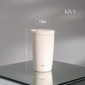 KIVY travel mug leakproof lid preventing spills in a bag or backpack