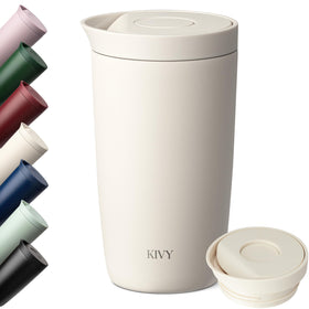 KIVY travel mug outer shell shows a durable stainless steel exterior for daily use