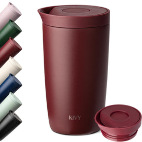 KIVY travel mug with lid closed prevents spills during your commute