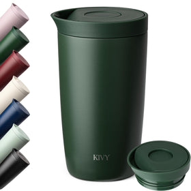 KIVY travel mug 12oz with spill-proof lid for daily commuting.