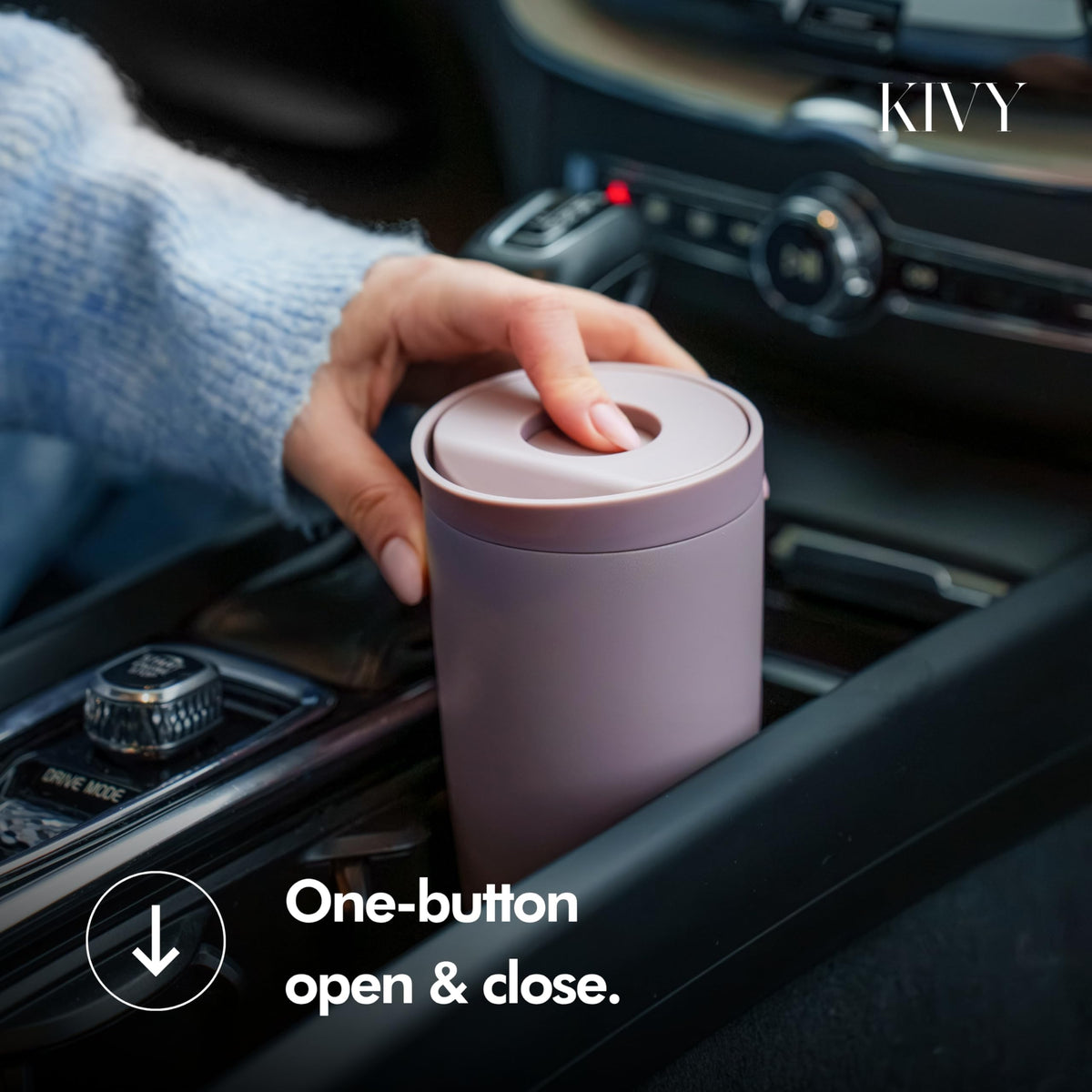 KIVY leak-proof lid helps prevent spills in bags and backpacks.