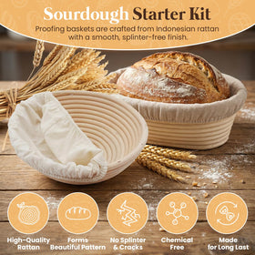 Kixbiz oval banneton basket for steady rise and rustic loaf pattern.