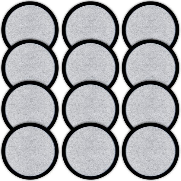 K&J Mr. Coffee charcoal disc pack front view showing convenient replacement filters for easy swaps.