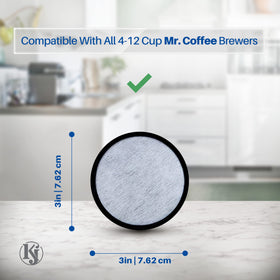 K&J Mr. Coffee charcoal disc packaging highlights eco-friendly shipping and protection.