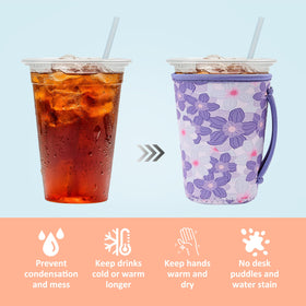 KJQJLY 3-pack sleeve on a 32 oz cup keeps hands comfortable.