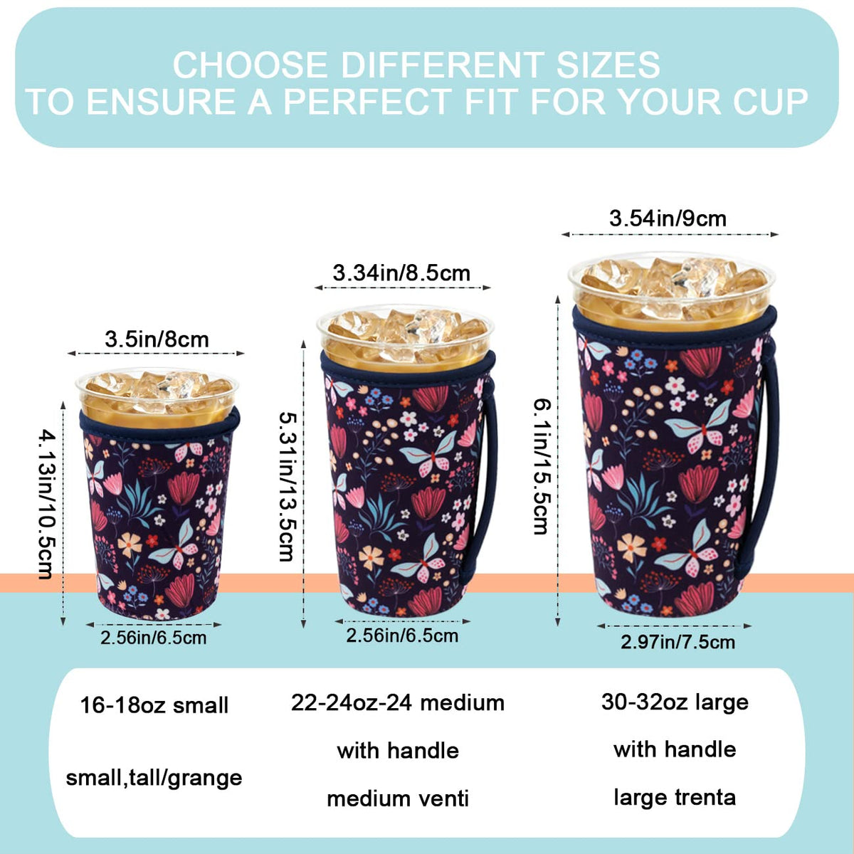 KJQJLY Butterfly Bush sleeve on cup with easy grip while holding beverage