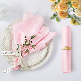 KKJIAF 17x17 satin napkin folded in an elegant wedding table setting.