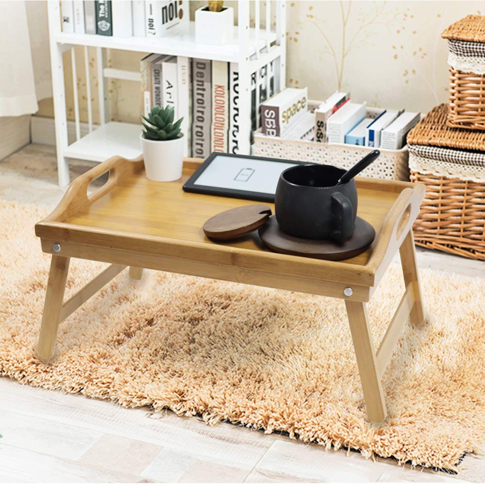 KKTONER bed tray folding legs save space when not in use