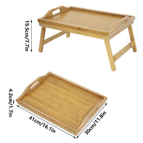 KKTONER bamboo bed tray showing durable natural bamboo material