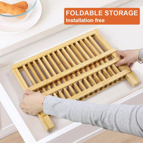 KKTONER bamboo rack folded size suitable for small kitchens