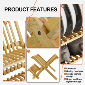 KKTONER bamboo lower tier fits bowls and cups for easy drying