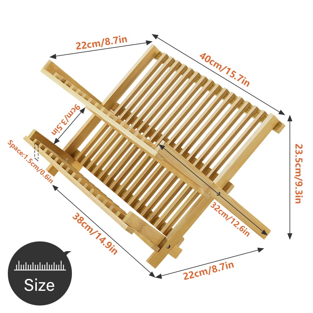 KKTONER bamboo upper tier holds plates for quick air-drying
