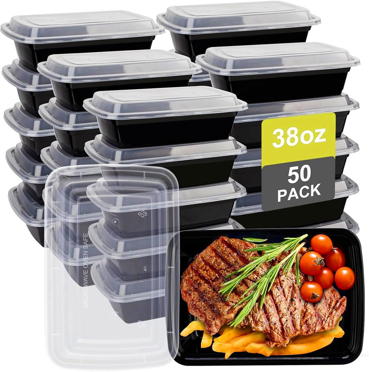 kkyvvy meal prep container 38oz 50pack ideal for portioned weekly meals
