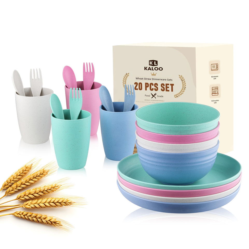 KL Kaloo wheat straw plates beige, lightweight for everyday meals