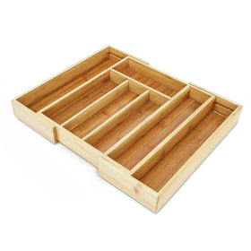 Klabelle bamboo drawer organizer with expandable slots for easy utensil access