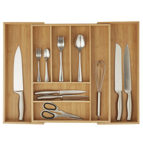 Klabelle bamboo drawer organizer compact keeps utensils visible for easy access